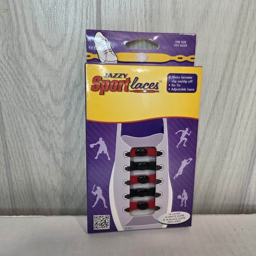 Jazzy Sport Laces No Tie Adjustable Laces Toddler Adults Unisex Black Red NIB